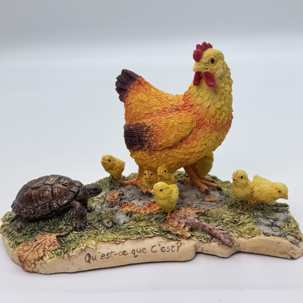 VTG Lowell Davis Hen Chicks Turtle Tortoise Figurine Qu'est-ce Que C'est? Schmid